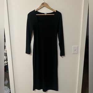 A symmetrical open slit dress